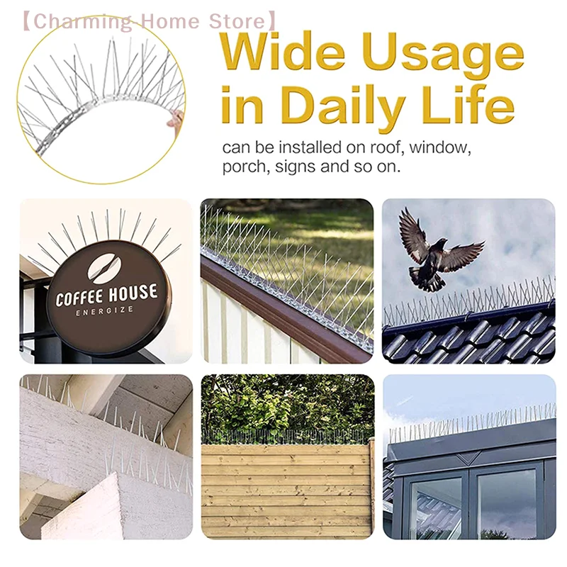 【M】Stainless Steel Pigeon Spikes Bird Repeller Deterrent Traps Anti-bird Repellent Pest Control Garden Balcony Thorn Nail Kit
