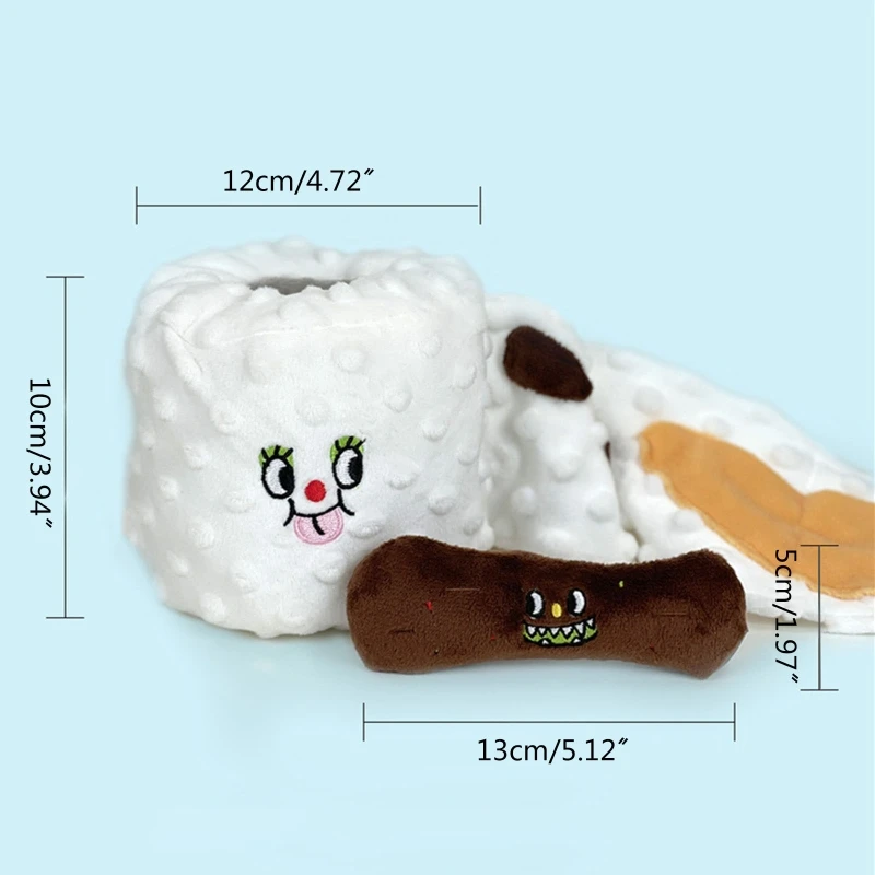 New Ins Simulation Toilet Paper Pet Toy Poop Picking Suit Dog Plush Toy Pet Hidden Food Squeak Interactive Toy Dog Chew Toys