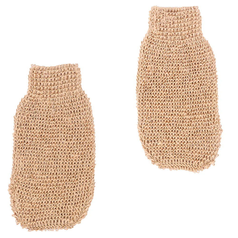 

2 Pcs Scrub Gloves Body Scrubber Bath Spa Sauna Exfoliating Ramie Jute Exfoliator Mitt Shower