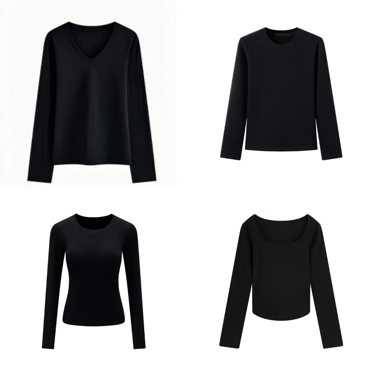 Women's 2026 Autumn/Winter Bamboo Cotton Crewneck V-Neck Long Sleeve T-Shirt, New Arrival, Innerwear, Baseline, Busty, High-Wais