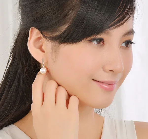New trendy 925 Sterling Silver noble 10mm Pearl Drop Earrings Jewelry for Woman Girl Charm Wedding Engagement Party Gift Jewelry