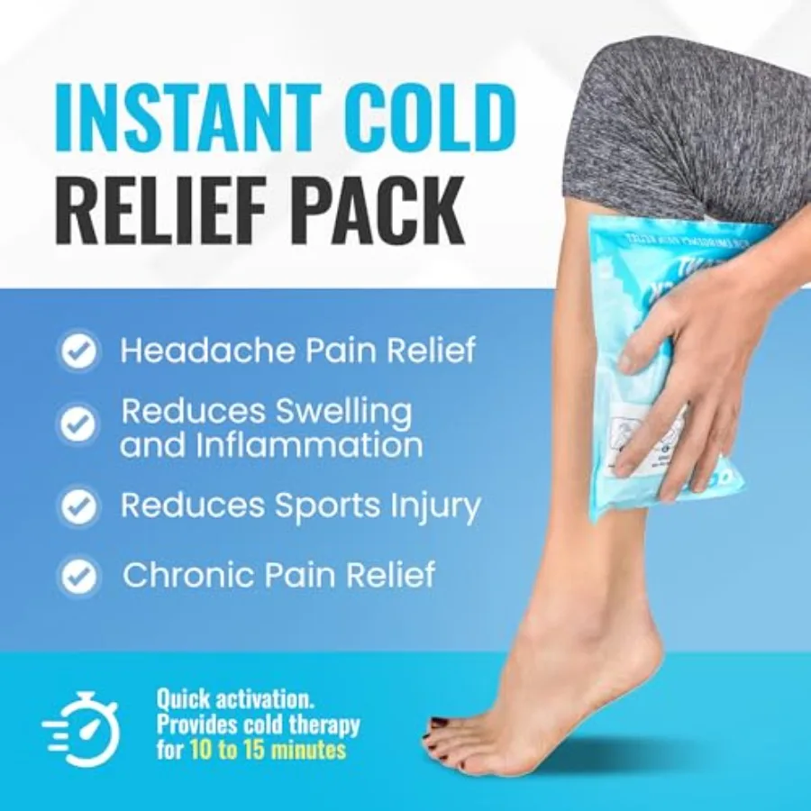 4x7 Instant Cold Pack - Bulk Box of 50 Cold Compress Instant Ice Pack for Emergency Disposable Ice Packs for Injuries Instant B
