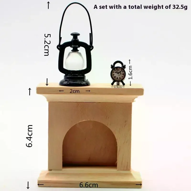 ドールハウスミニチュア家具オイルランプ目覚まし時計暖炉セットモデルドールハウスリビングルームアクセサリーごっこ遊びおもちゃギフト