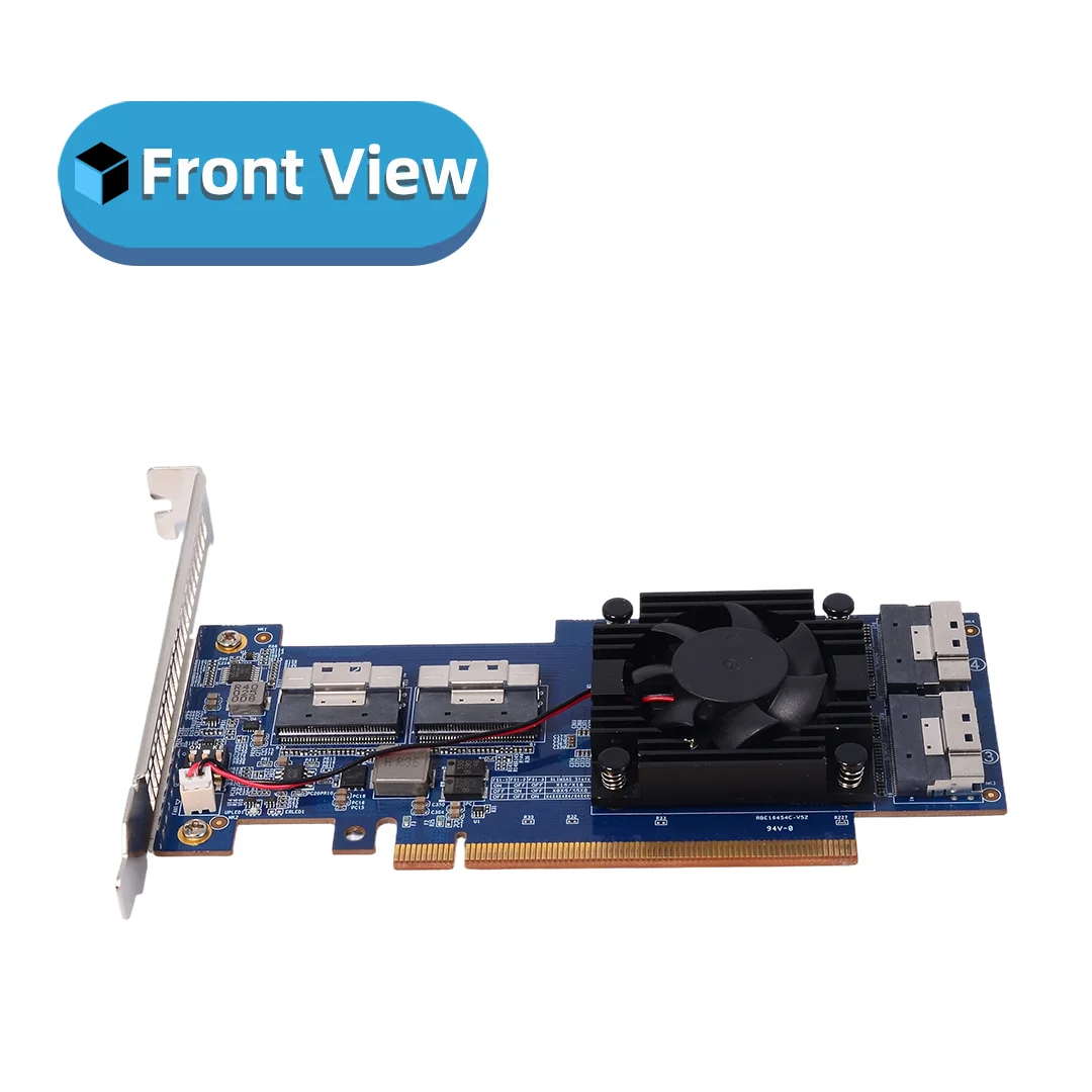 PCIe 4.0 X16 To Dual 4.0 X16 NVMe Hard Disk SSD Graphics Card Expansion Card Free Split PEX88048 Server Accessories
