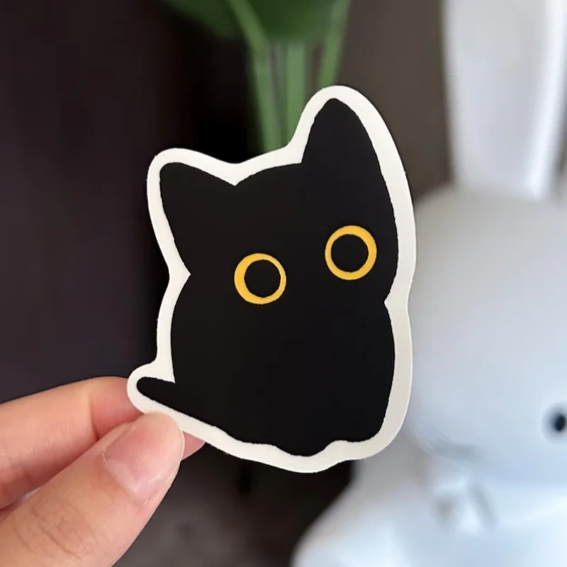 Black Cat Void Matte Vinyl Sticker Waterproof Cute Cool Funny Decal Cosplay Accessories For Laptop Luggage Phone Cat Lover Gift