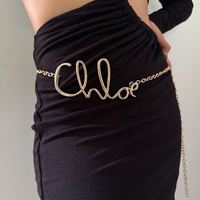 Minimalist Charm Retro Luxury Designer Waist Chain for Women Gold Plated Letter Girls Metal Daily Elegant Jeans Belt Female