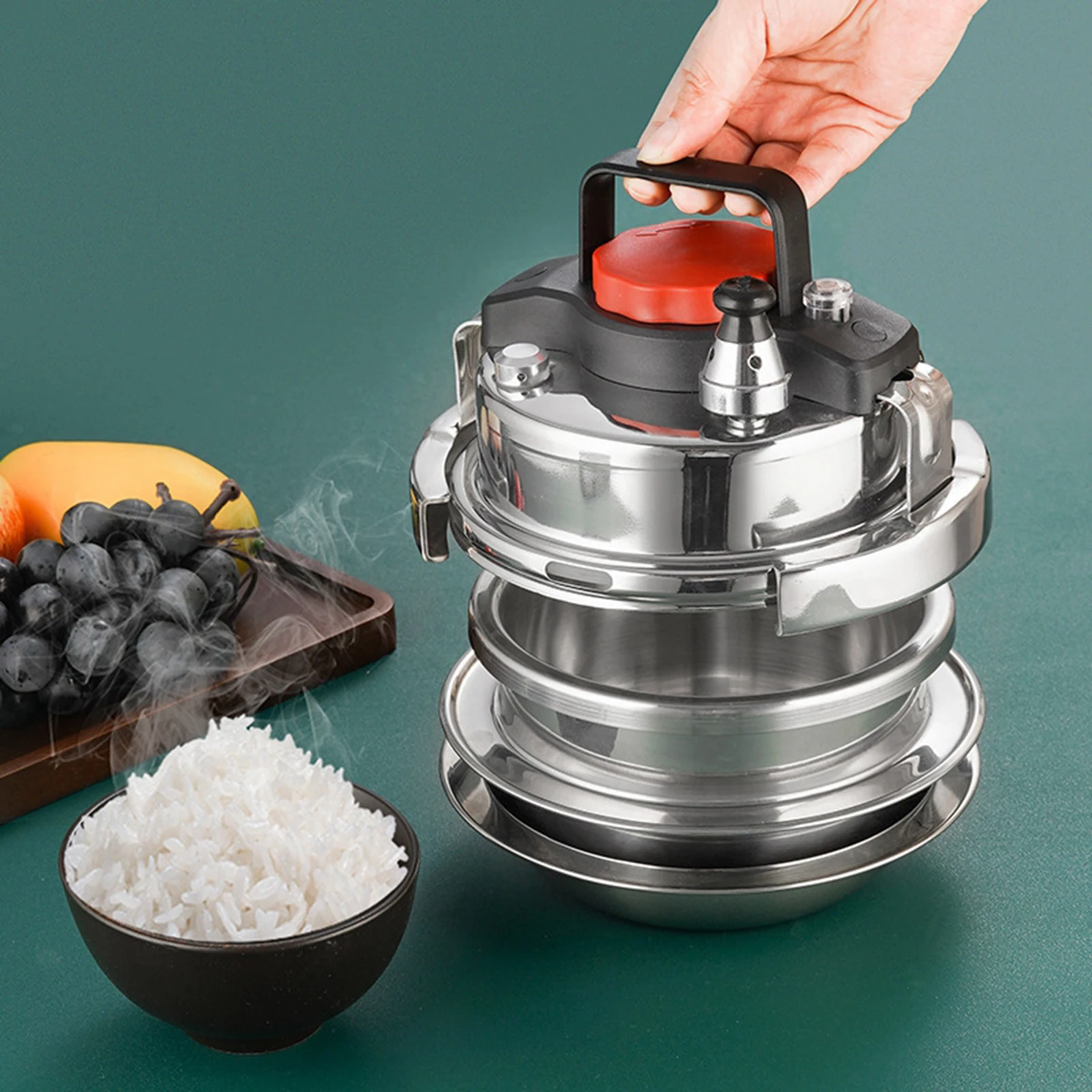 Stainless Steel Mini Pressure Cooker Multifunctional Pot Soup and Rice 5-minute Quick Cooking Pot Household Stew Pot