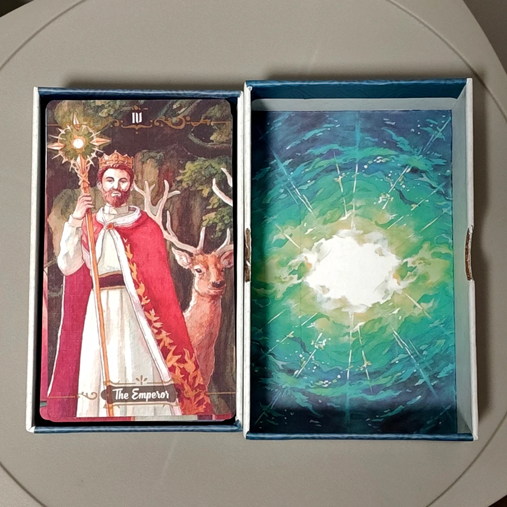 12*7cm Ocean From The Sky Tarot Deck – 78 Pcs Watercolor RWS Tarot Cards Packed in Rigid Box, 350GSM Double-embossed Cardstock