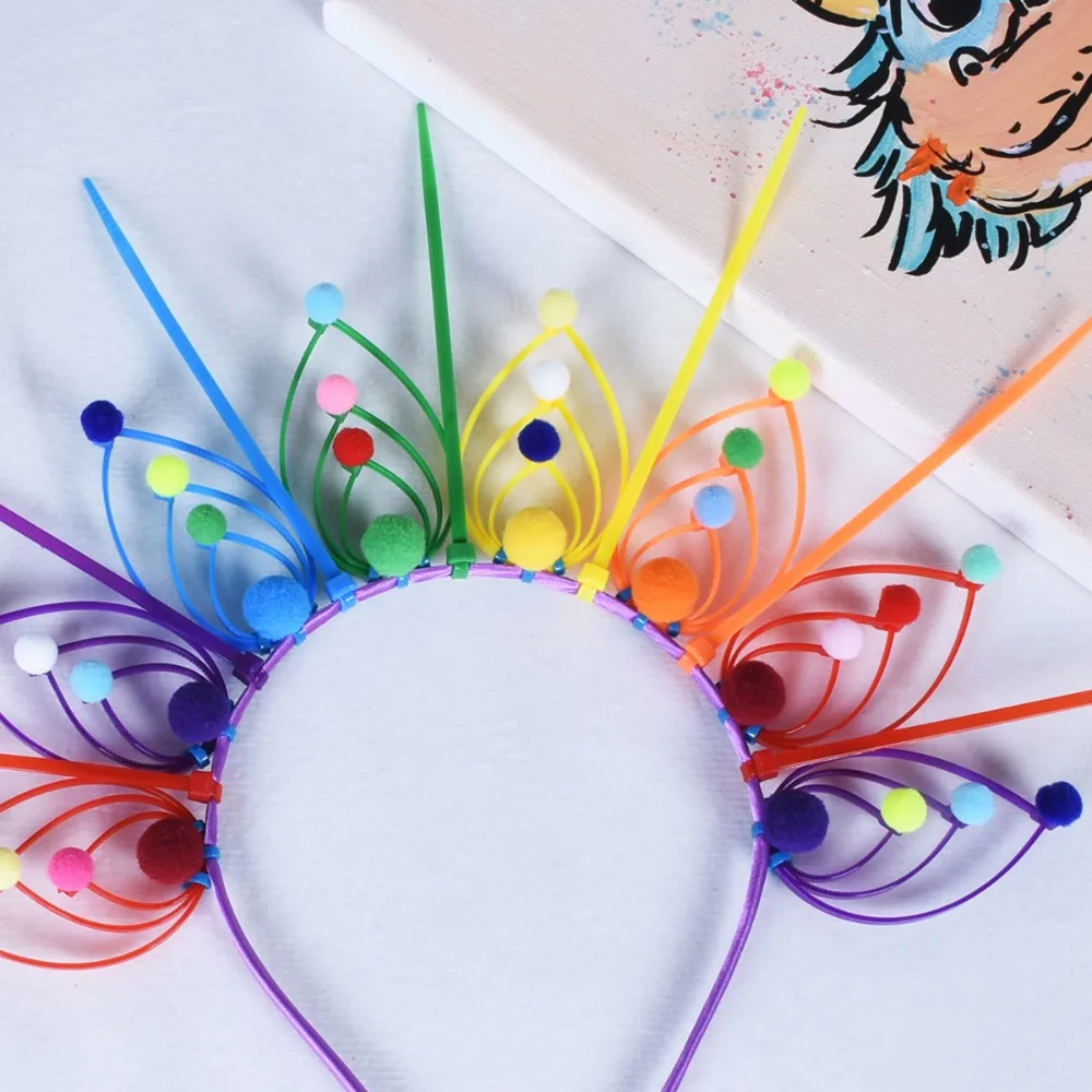 

Headpiece Sun Rainbow Hairband Exaggerated Creative Colorful Flower Hair Hoop Aureole Costume Goddess Halo Headband Parade