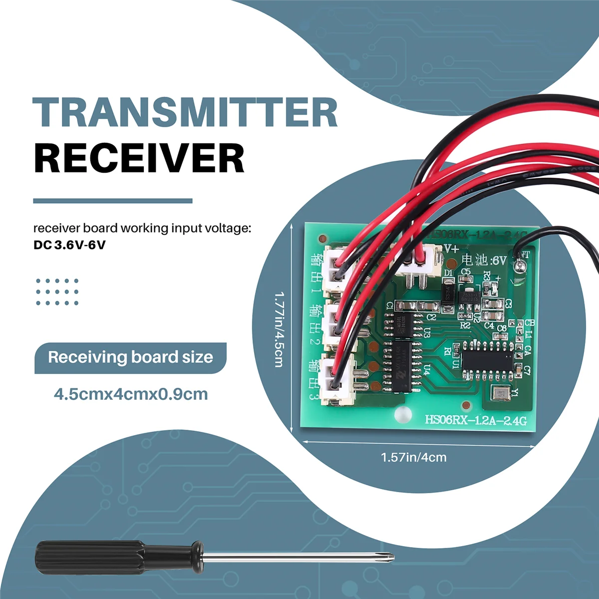 Receptor Transmissor de Energia para RC Boat, Sistema de Rádio, Controle Remoto, Carros DIY, 50m Controlando, 6CH, 2.4G