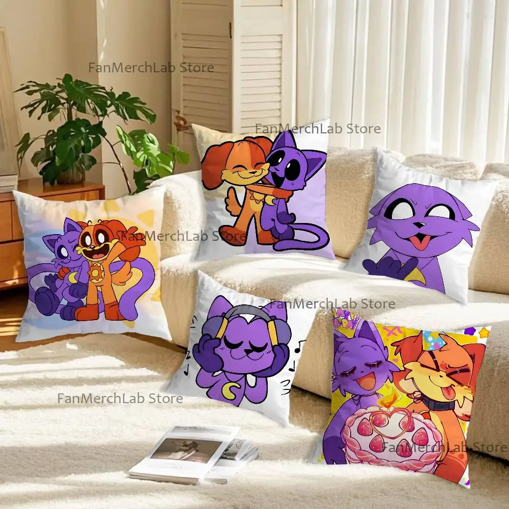 

Dog Day P-Poppy Cat Nap Anime Pillow Case Anti-dustmite Pillowcase Invisible zipper silky short plush Sofa cushion cover