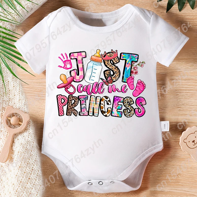 Adorable Baby Girls' Princess Bodysuit Romper, Short Sleeve, Cute 