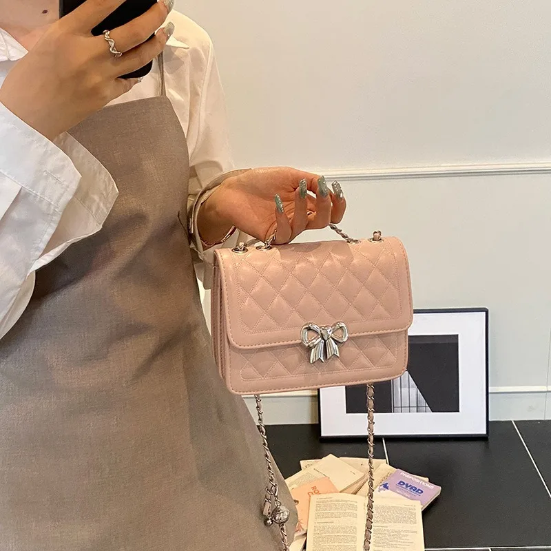 Xiaoxiangfeng المعين سلسلة حقيبة الموضة البسيطة المرأة 2025 صيف جديد الراقية رسول حقيبة مربعة صغيرة #3