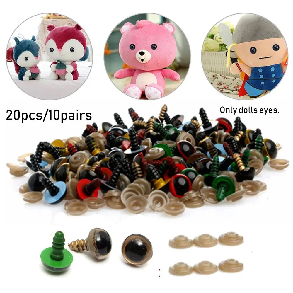 20pcs/10pairs Safety with Washer Stuffed Toys Parts Dolls DIY Tools Puppet Crystal Eye Eyes Crafts for Bear Animal Accessories