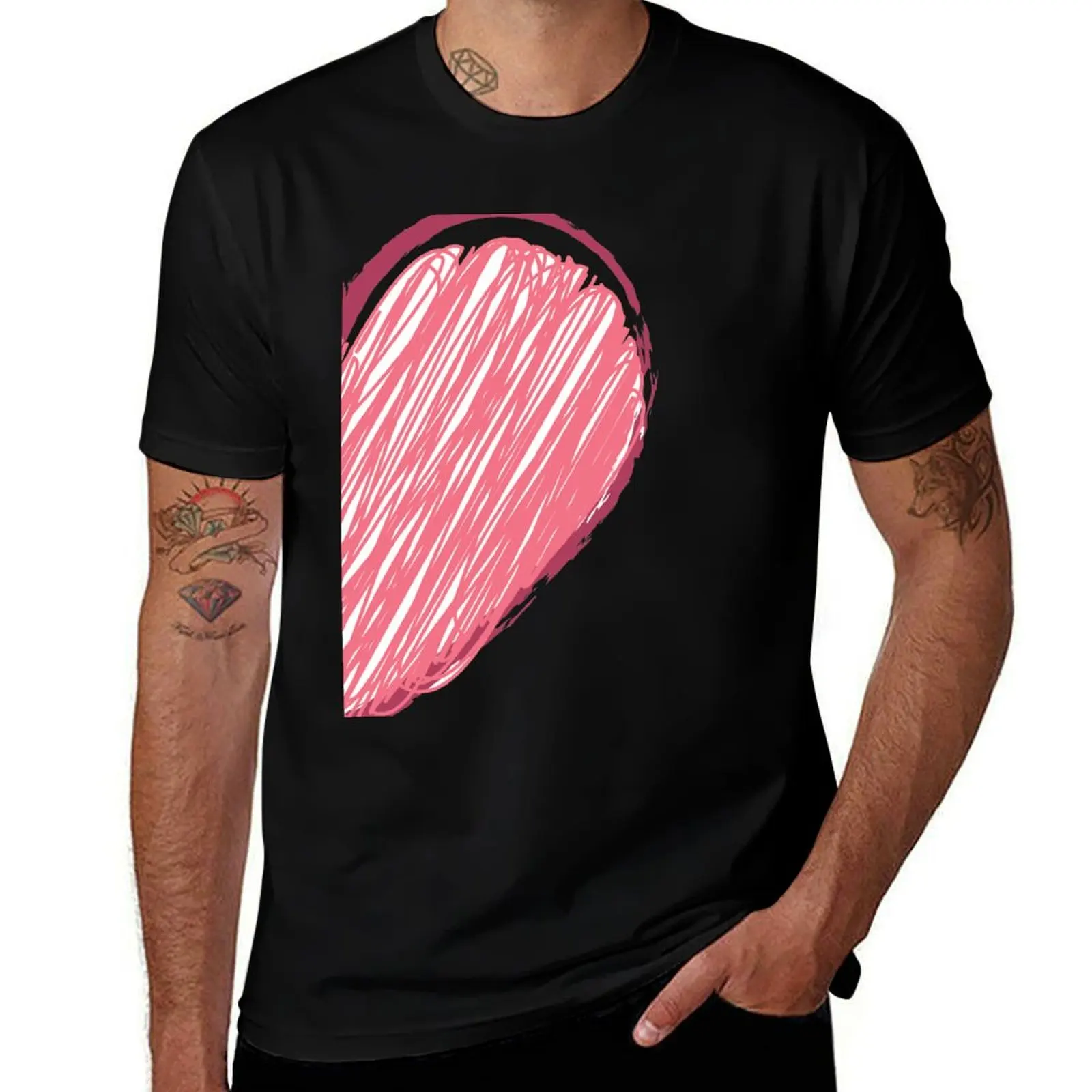 

Valentine Half heart T-Shirt t shirt for man 100 percent cotton t shirts for man cotton man t shirt luxury T-Shirt
