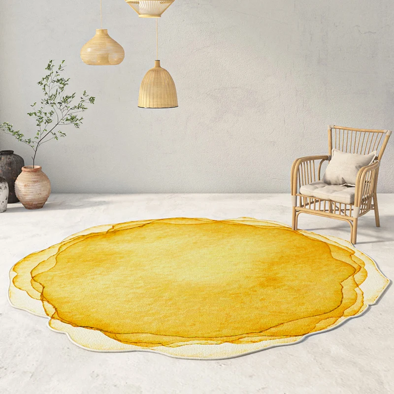 Abstract Nordic Round Carpet for Living Room Irregular Soft Girls Round Rug Home Bedroom Sofa Coffee Table Floor Mat Modern Rugs