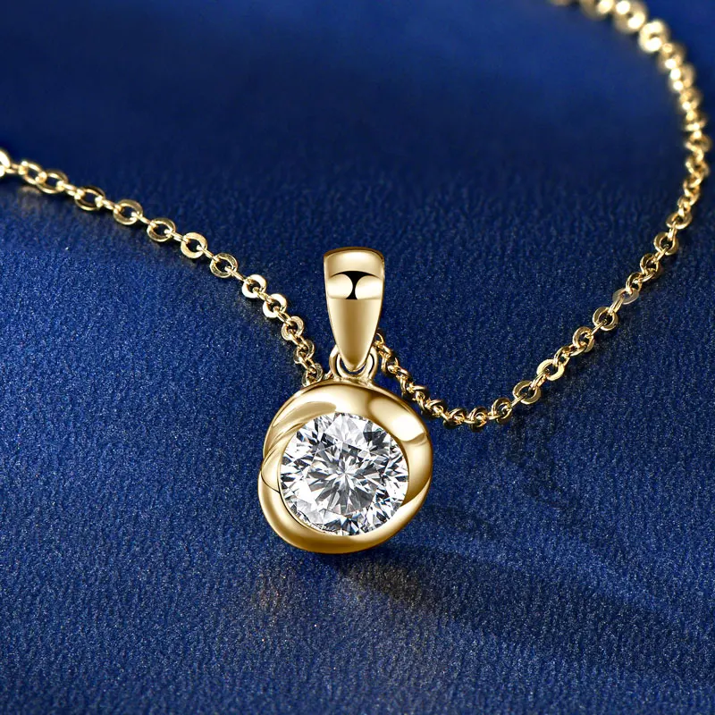 IOGOU سوليتير الماس 6.5 مللي متر 1CT D مويسانيتي روزبود قلادة قلادة للنساء ريال 925 فضة مجوهرات هدية عيد ميلاد