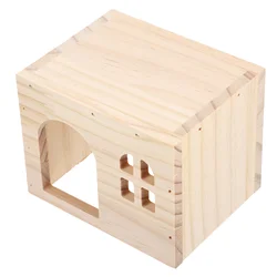 Hamster Hideout House Houses Hideouts and Hamsters Toys for Rabbits Bunny Guinea Pig Wooden Rat Cage Supply