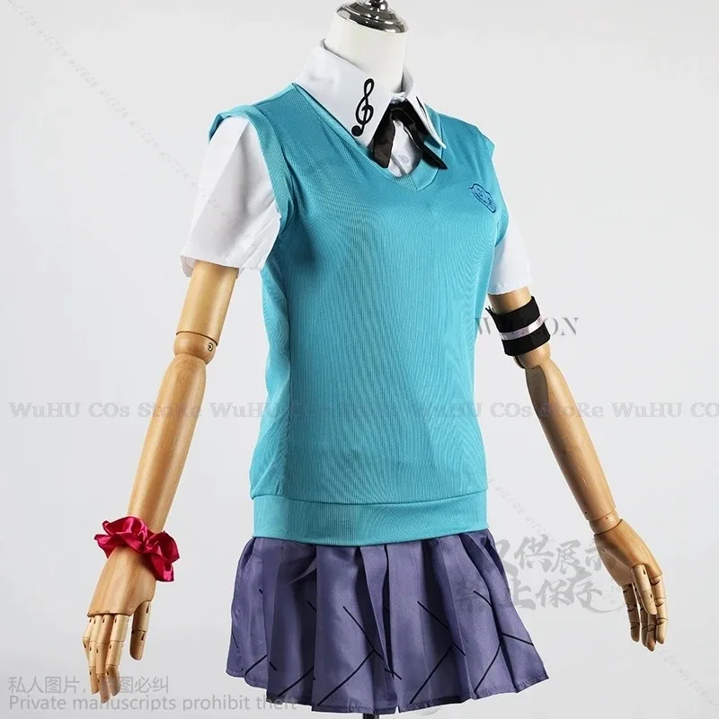 

asdh8@Anime Game Project Sekai Cosplay Mikuu 16th Costume Jk School Uniforms Dress Cos Green Wig Vtuber Cos Halloween Woman Girl