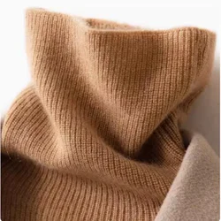 Women's Cashmere Sweater High-Necked Pullover Solid Color Autumn Winter Wool Knitted Simple Conventional Bottoming S