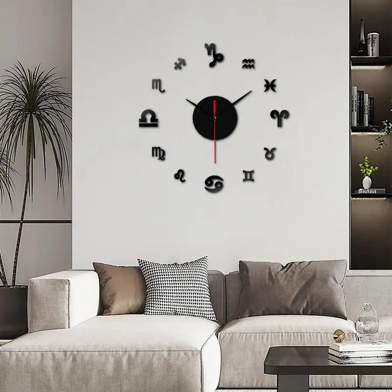 12 Constellation Large Clock Acrylic 3D DIY Self-adhesive Wall Clock Modern Design Mute Mechanism Big Wall Clocks Sticker