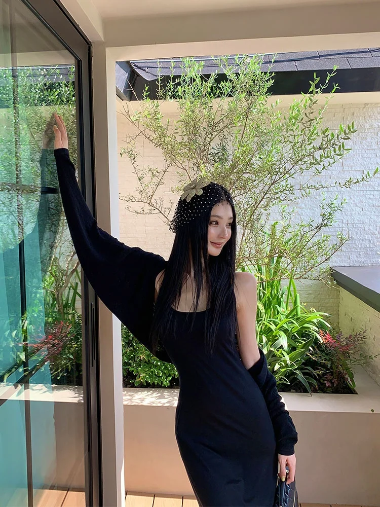 

Alin Summer Lightweight Lenzing Batwing Sve Open Cardigan White Glass Illusion Texture Bla Color Blo Loose Fit Knitwear