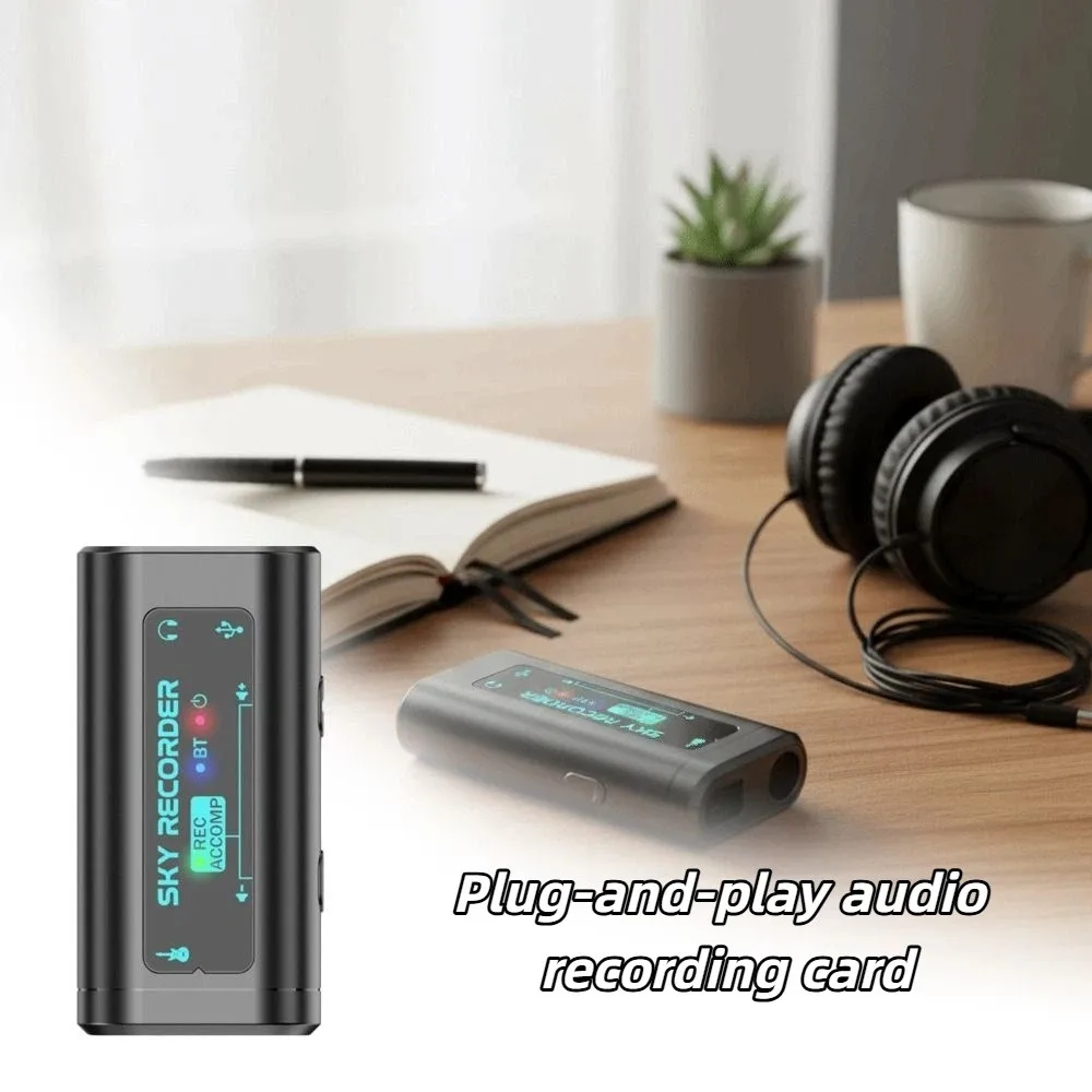 Plug-and-play Internal Recording Sound Card Clip on Convenient To Carry Recording Sound Card ABS Classic Black