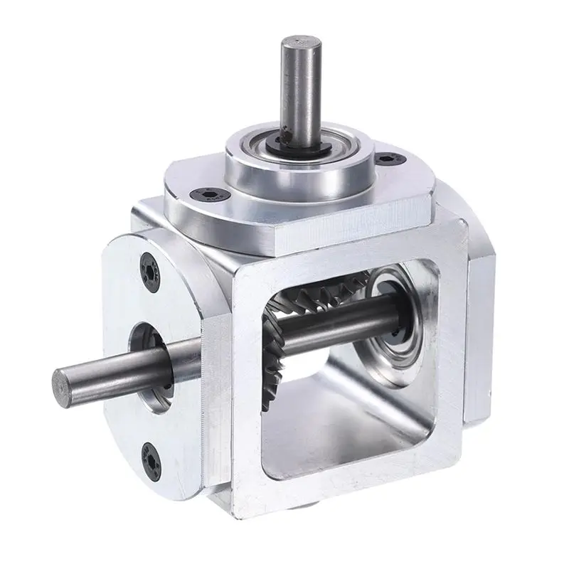 AB33-2X Gear-Box 90 Degree Right Angle Bevel Gear-Box 1:1 Single Output Shaft 1 Module 20 Teeth Bevel Gear Aluminum Frame