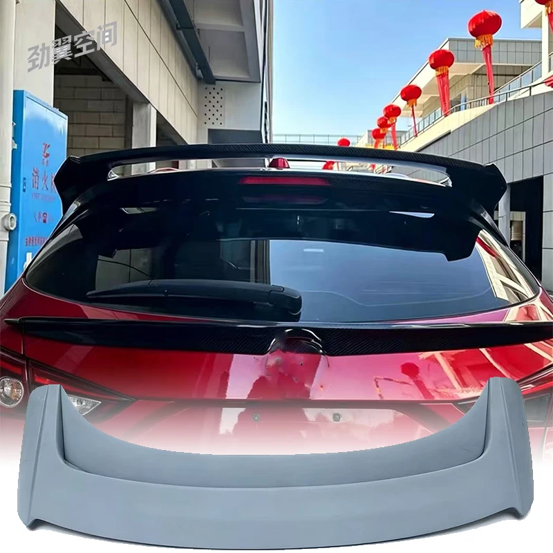 For Mazda Axela 2014‑2019 Double‑Layer Real Carbon Fiber Roof Spoiler Car Modification Accessories Decoration