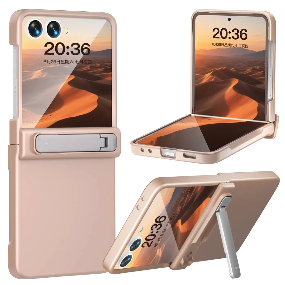 

Подходит для Samsung Galaxy Z Flip 7, чехол со встроенной защитой переднего экрана, подставкой, защитой шарниров, жестким ПК, ультратонким