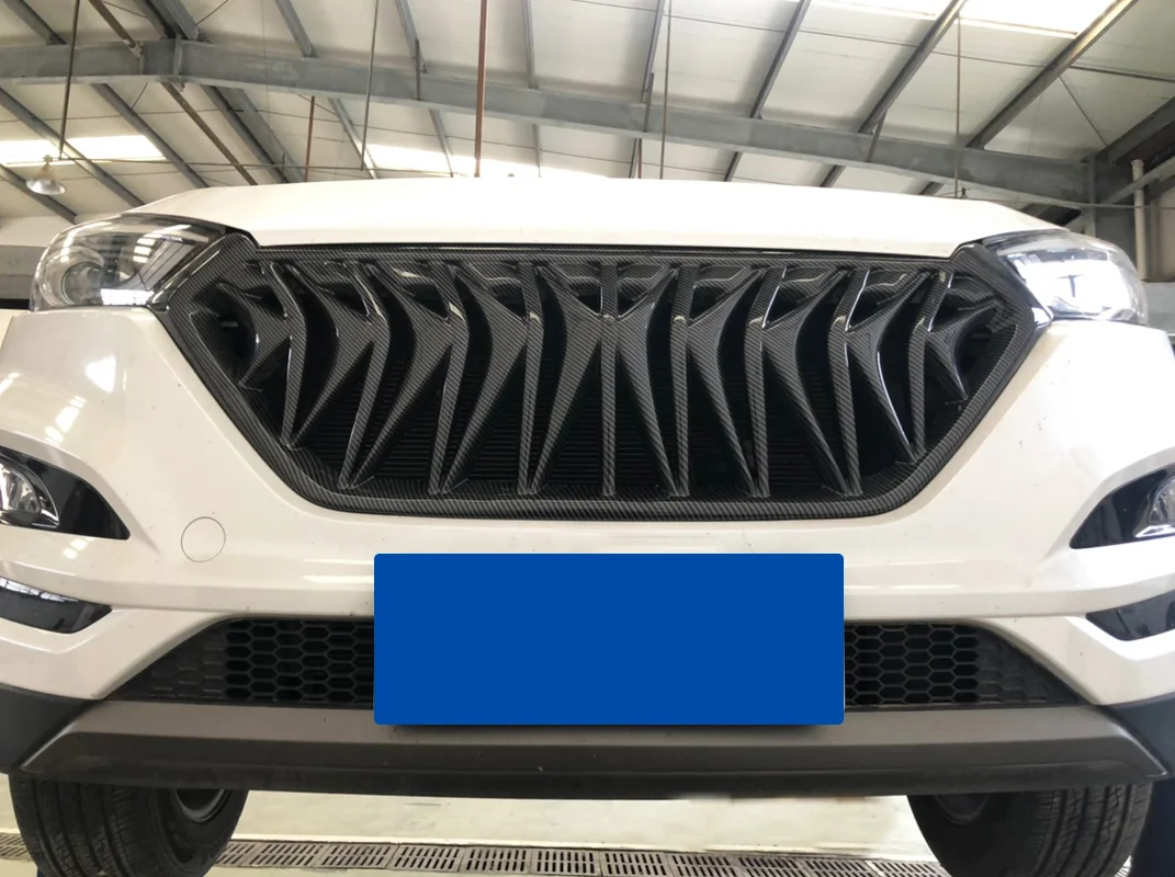 For Hyundai Tucson center grille 2015 2016 2017 2018 ABS plastic ghost style grille front bumper grille carbon fiber car grille