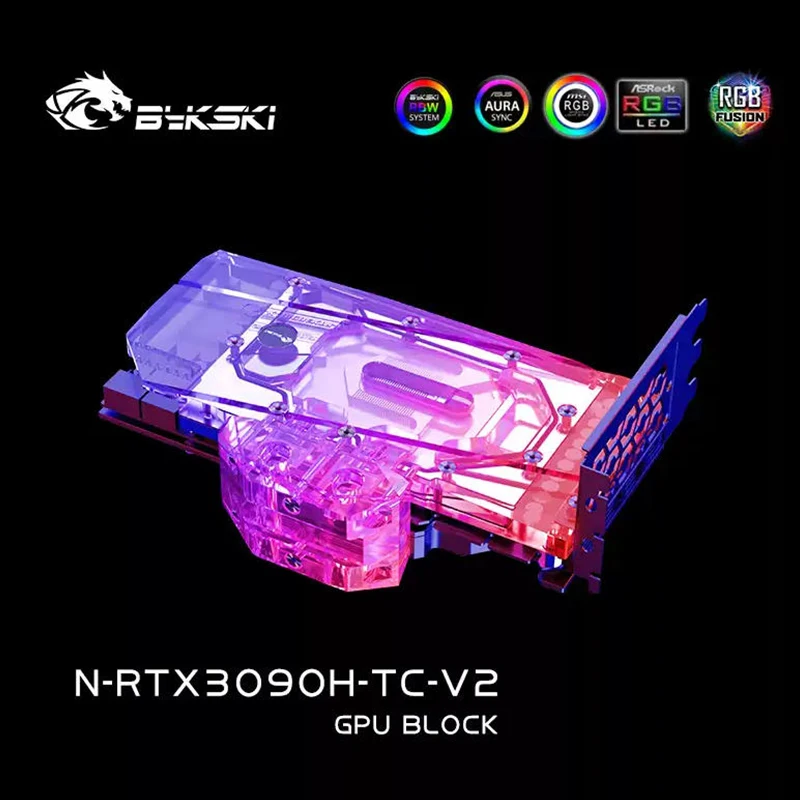 

Блок графического процессора Bykski N-RTX3090H-TC-V2 с охладителем объединительной платы Active Waterway для Galax Palit KFA2 Maxsun Gainward AIC RTX 3090 3080