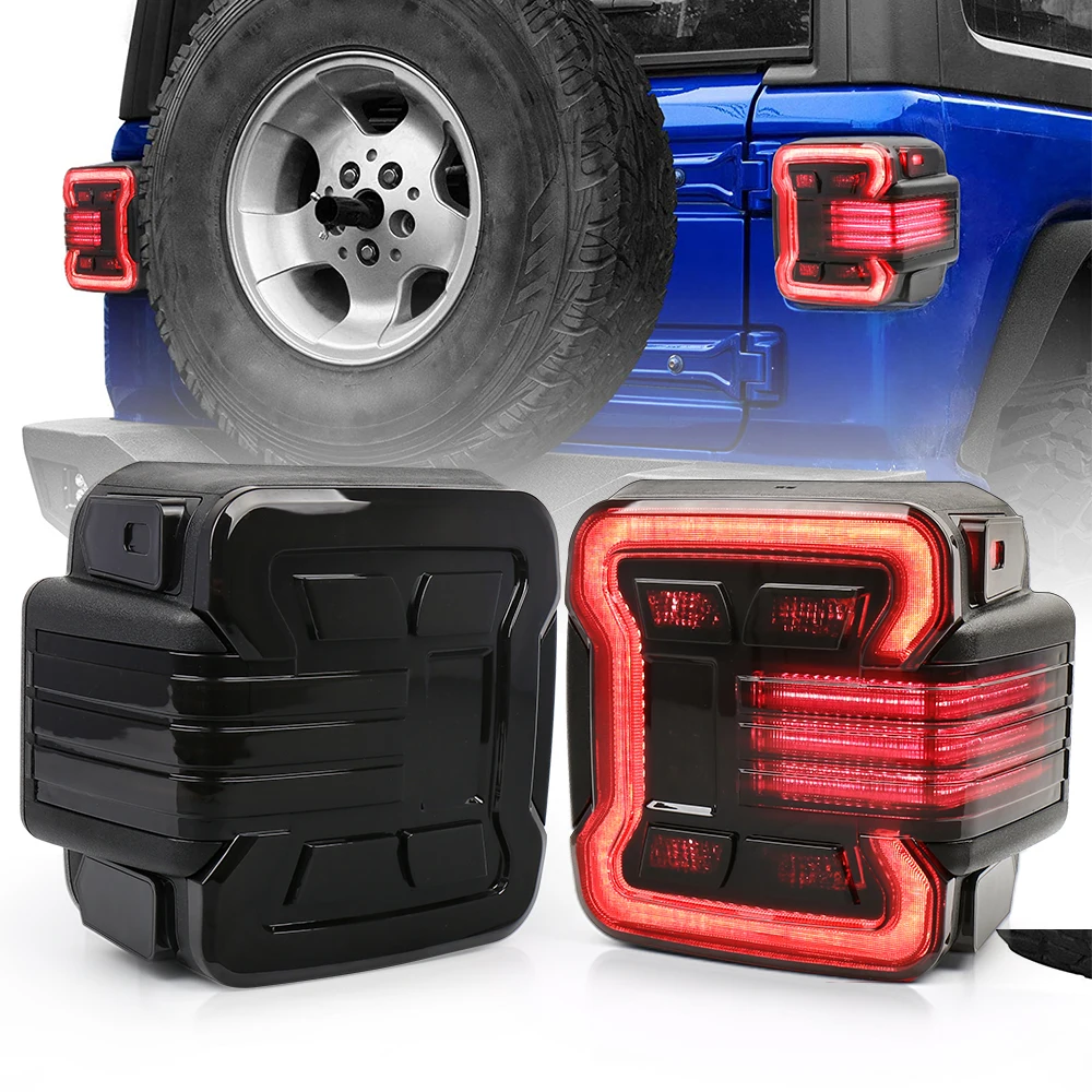 

EU US Version Smoke Lens LED Tail Light With DRL Brake Turn Signal Rear Lamp For Jeep Wrangler JL 2 Pcs