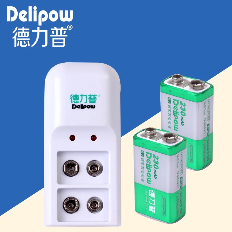 New Delipow 9V Rechargeable High-capacity 9V Battery Charger Kit Microphone Battery 1+2 Shipping Rechargeable Li-ion CellA Good