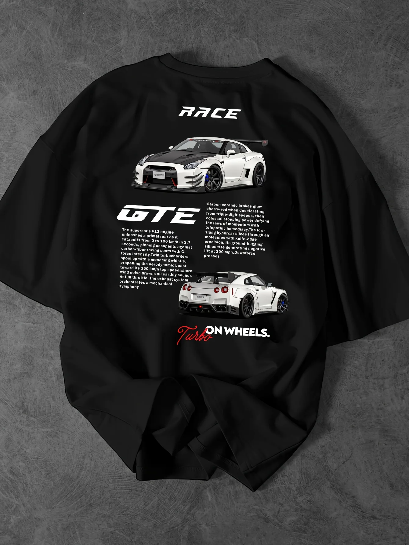 Race Car Graphic Back Print Tee For Men Made Of 100% Cotton Perfect For Summer Streetwear And Casual Urban Outfits