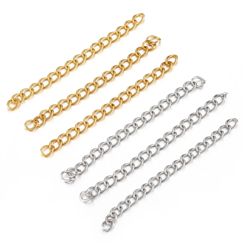 50pcs Stainless Steel Extension Chain Bulk 5cm Extend Chain for DIY Jewelry Making Bracelet Necklaces Tail Chains Connectorfor