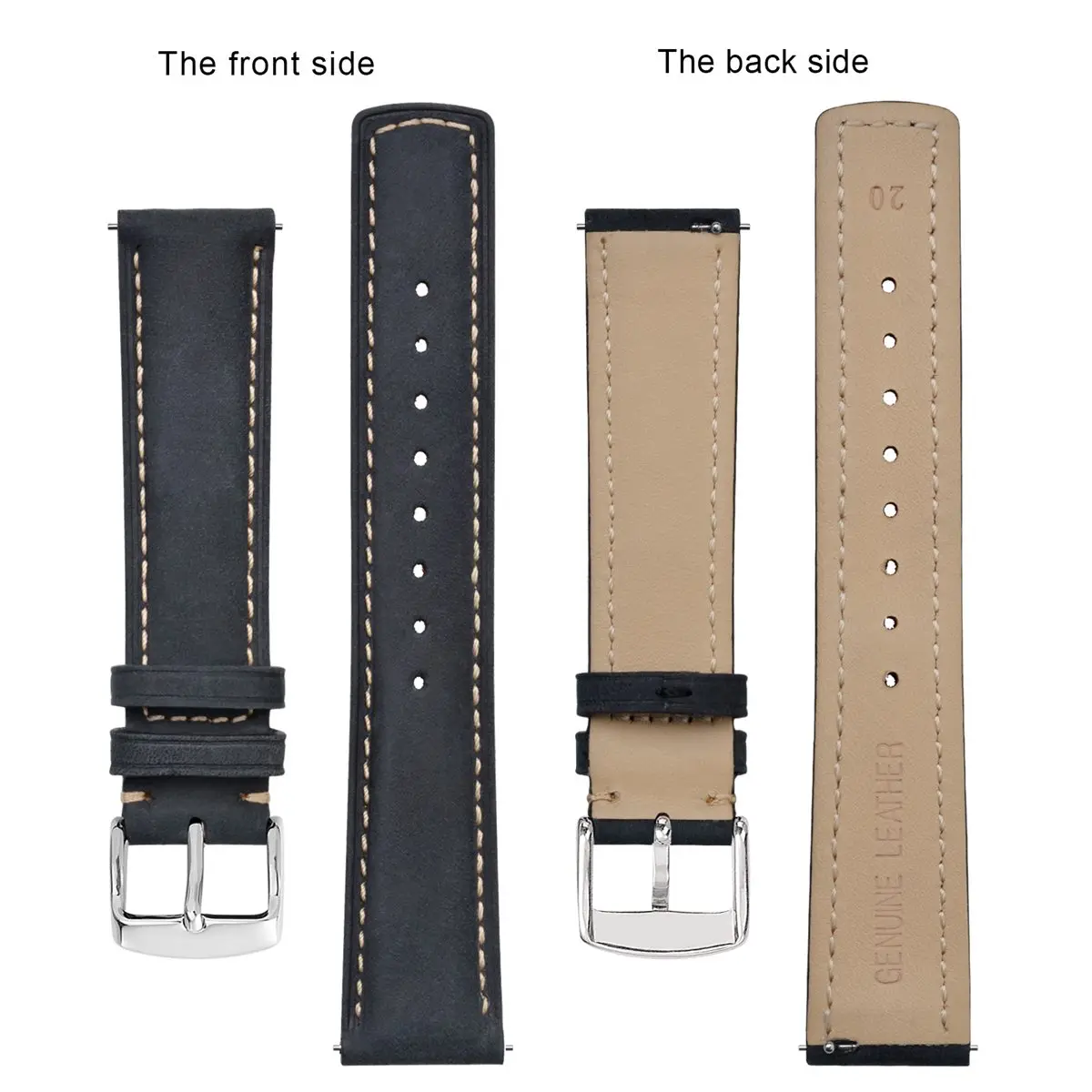 BISONSTRAP Leather Watch Band Soft Material Wrist Bracelet 14mm 16mm 18mm 19mm 20mm 21mm 22mm 23mm 24mmWatchstraps Quick Release