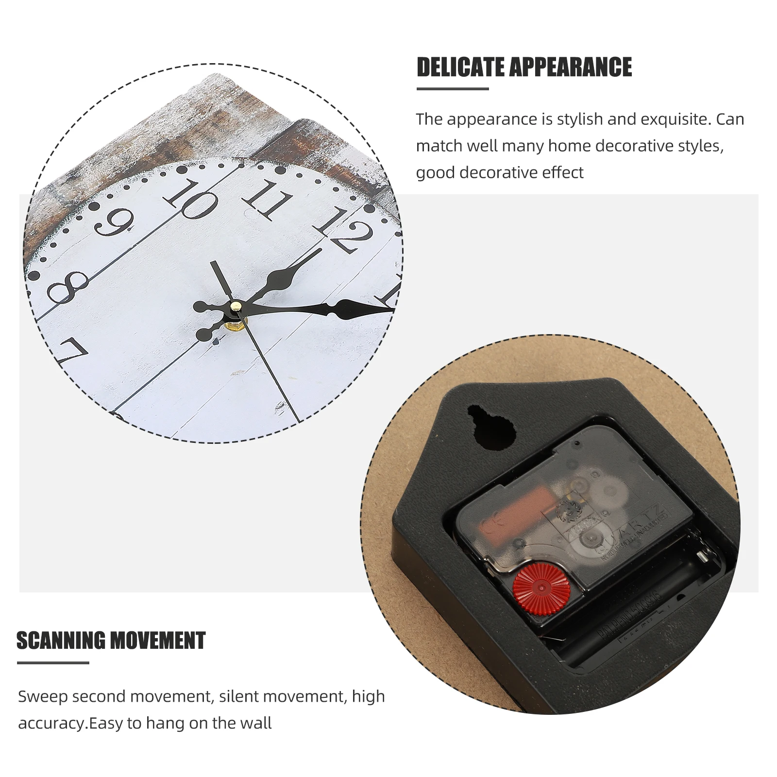 

Density Board Wall Clock Vintage Home Decor Silent Hanging Clocks for Living Bedroom Non Ticking Stylish Design Long Use