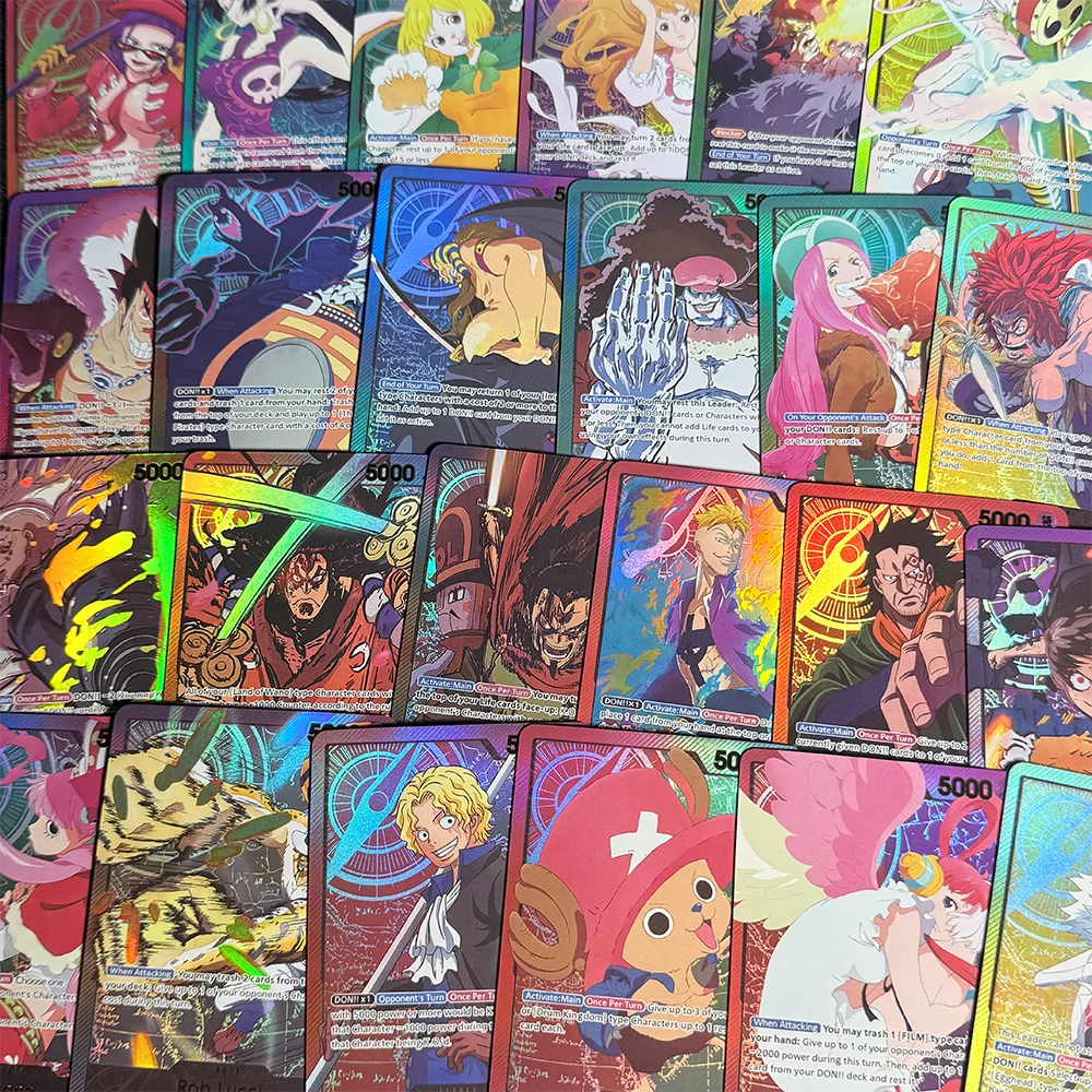 قطعة واحدة بطاقة النسخة الإنجليزية التذهيب الشخصية الكلاسيكية لوفي ياماتو لوسي هانكوك بيلو بيتي كينغ أنيمي OPCG بطاقات الوكيل