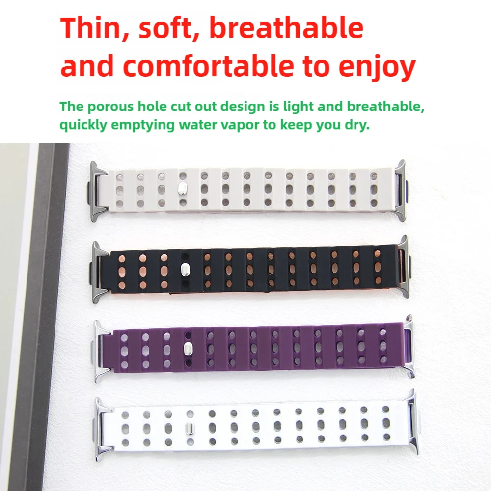 حزام ساعة مغناطيسي لساعة Huawei Fit3 Band Air Hole من السيليكون الناعم سريع الإصدار، سوار معصم رياضي قابل للتنفس