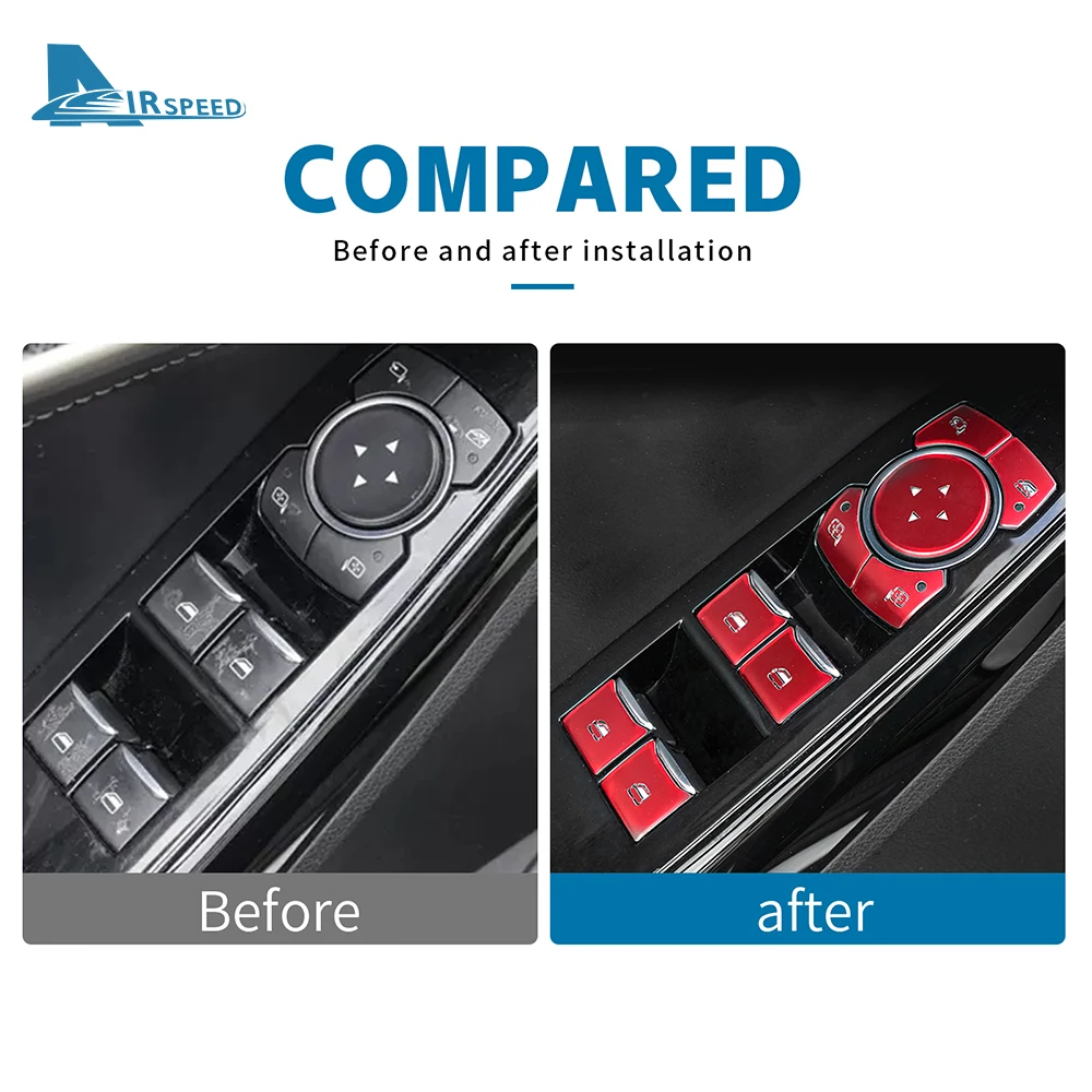 For Ford Explorer 2020 2021 2022 2023 LHD RHD Brand New Metal Sliver Car Window Lifter Switch Button Cover Auto Accessories