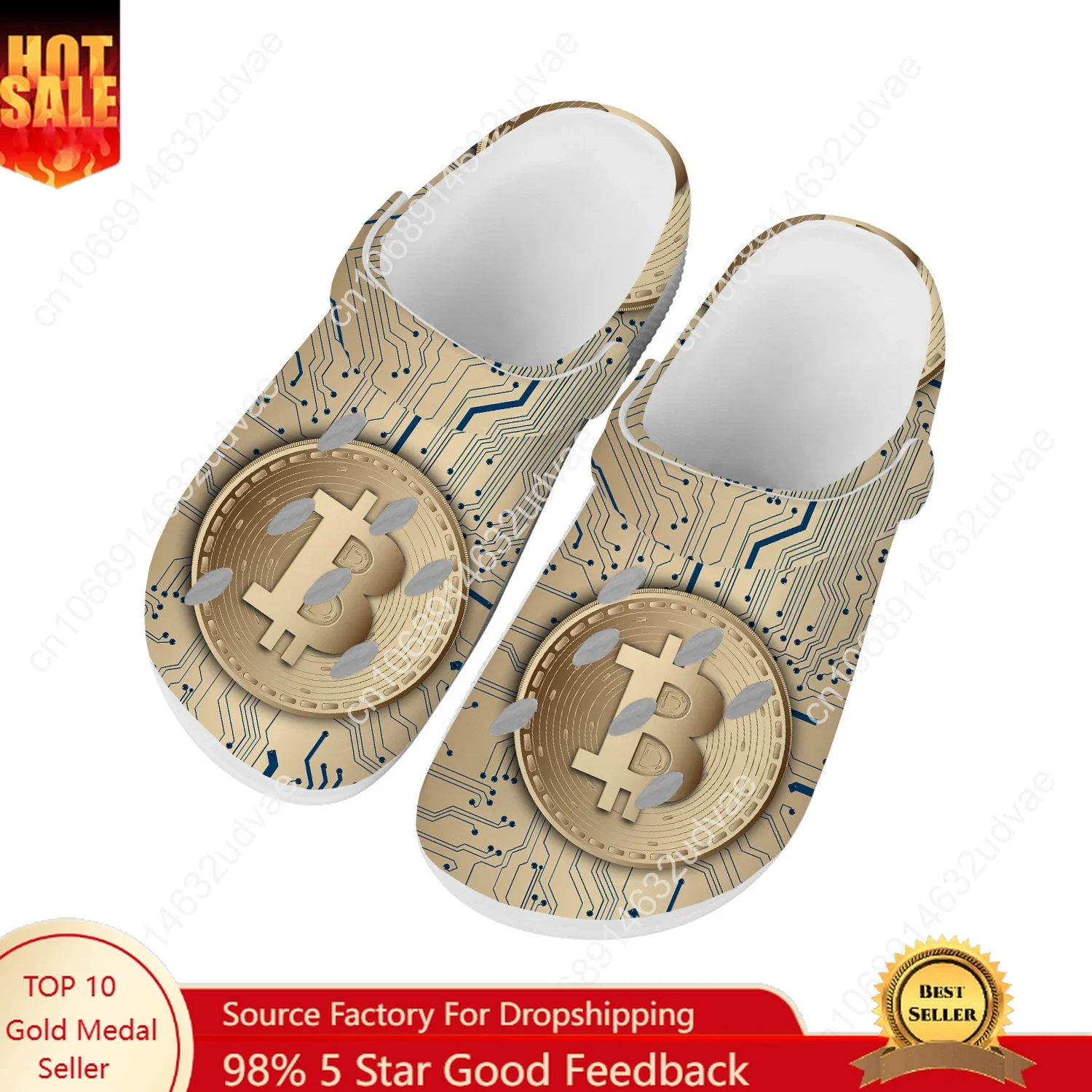 Bitcoin Water Shoes Men Women Teenager Comfortable Fashion Home Garden Clogs Custom Sandals Beach Breathable Hole Slippers