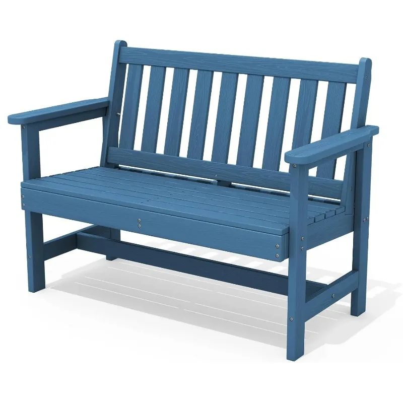 Outdoor Bench, HDPE Outdoor Benches Weatherproof, 2-Person Garden Bench with 660 lbs Weight Capacity, Patio Benches