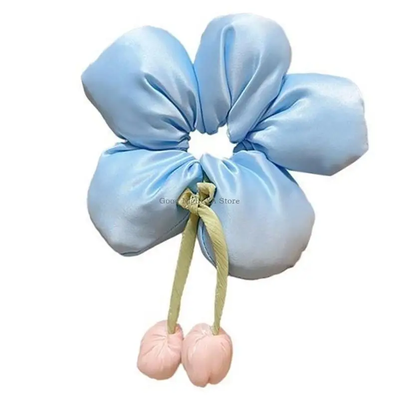 Elástico flor cabelo scrunchie para crianças meninas elástico tecido arcos rabo cavalo titular laço cabelo suave para o