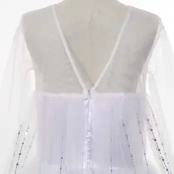 Birthday Kid Girls Cosplay White Elsa Mesh Costumes Snow Queen Elsa Princess Long Dress Halloween Party Carnival Clothes Vestido 6