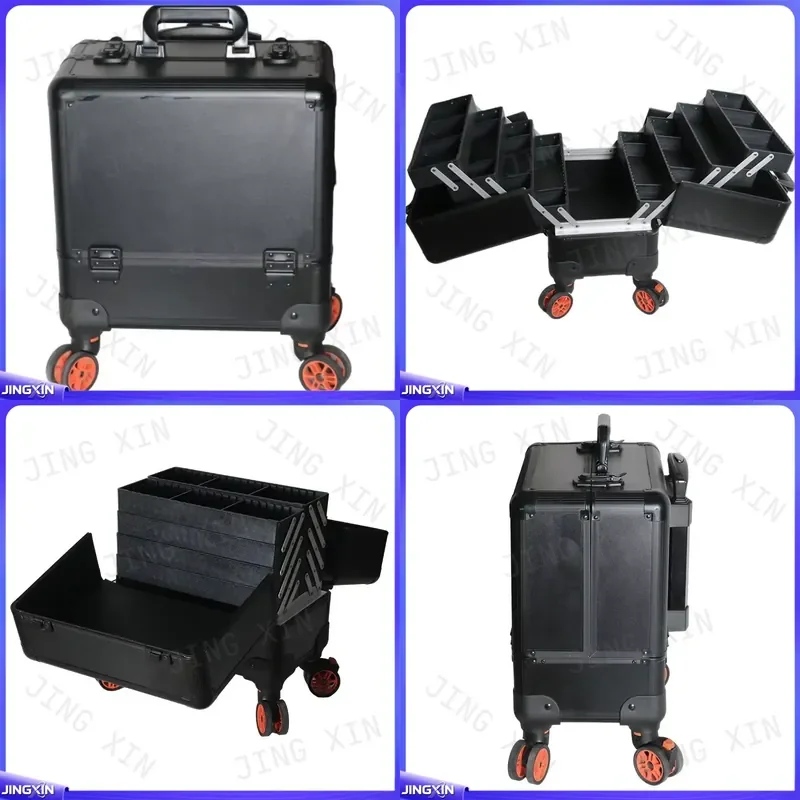 Custom for Aluminum Alloy Rolling Tool Box Portable Multi Compartment Storage Trolley Case Heavy Duty Organizer Cart