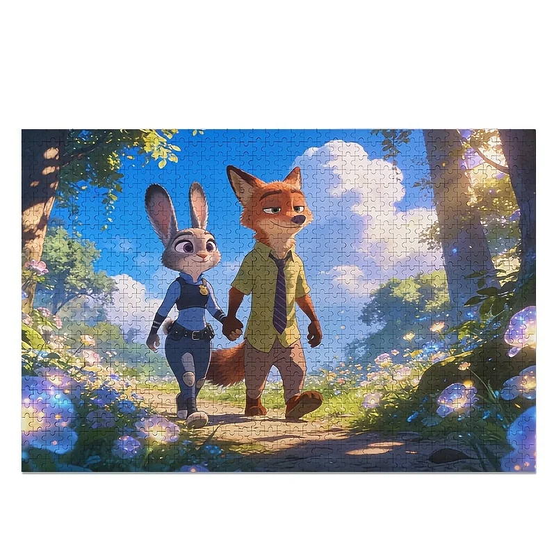 1000 elementów Puzzle Disney Zootopia Judy & Nick Wilde - Trudne, kultowe łamigłówki dla dorosłych, kolekcjonerski film dla fanów, / Odpowiednie