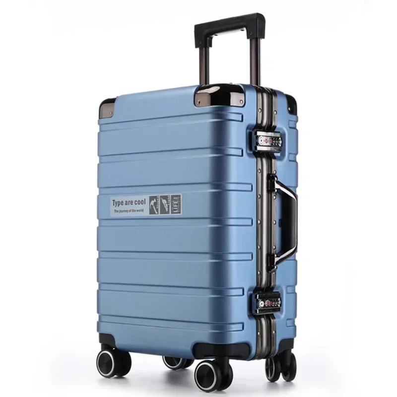 Carry-on Luggage Large Capacity Students Aluminium Frame Suitcase Durable Men and Women Mute Suitcases on Wheels