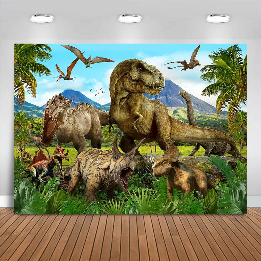 Mocsicka Photography Background Dinosaur Jurassic Forest Boys Birthday Party Decor Backdrops Photo Studio Props Child Wallpaper