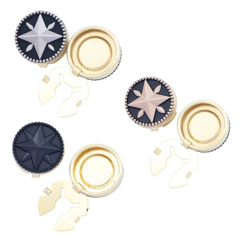 Q39C Clip On Cufflink with Raised Star Face for Dress Shirts and Formal Wear